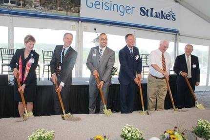 Officials at the groundbreaking for Geisinger St. Luke's Hospital near Orwigsburg, Schuylkill County. (Wendy Solomon)