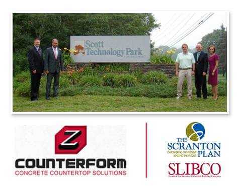 Ken Okrepkie, president of SLIBCO; Andrew Skrip, vice president of industrial development, Greater Scranton Chamber of Commerce; Ed Baldoni, president, Baldoni Investment Group LLC; Robert Durkin, president, Greater Scranton Chamber of Commerce and executive vice president, SLIBCO; and Amy Luyster, assistant vice president, The Scranton Plan.