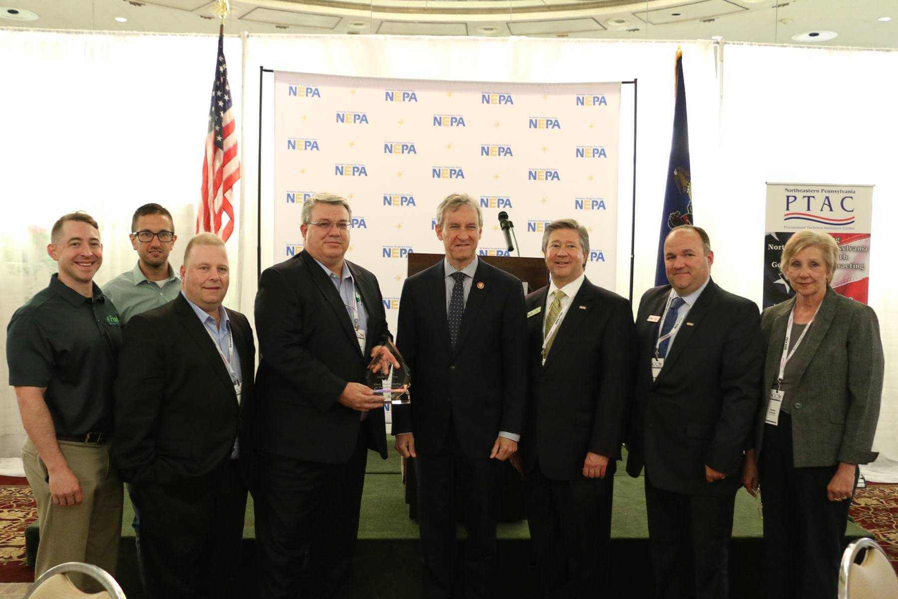 Pictured from left: Steve Scarpetta, Finch Manufacturing & Technology; Michael Batyko, Finch Manufacturing & Technology; Michael Brown, Finch Manufacturing & Technology; Robert Zinnen, Jr., Finch Manufacturing & Technology; Congressman Matt Cartwright; Jeffrey Box, NEPA Alliance; Steve Ursich, NEPA Alliance; and Karen Ostroskie, NEPA Alliance